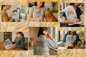 Custom embroidered logo displayed on a shirt and multiple beanies in different colors — showcasing brand consistency across apparel.